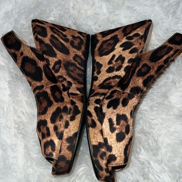 Leopard peep toe wedges - size 8 - Picture 2 of 8